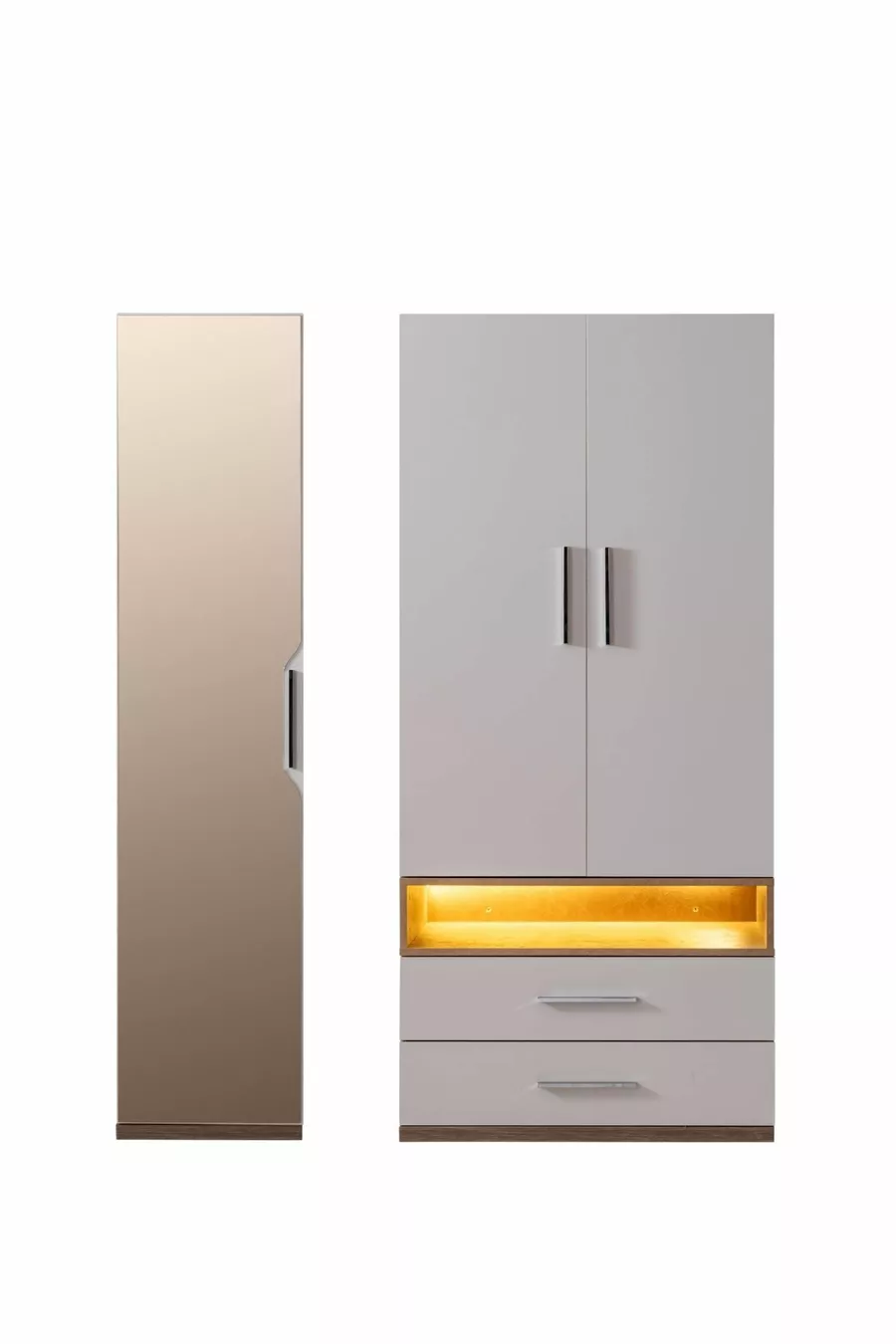 Chambre d'enfant - Armoire à 5 portes avec miroir, lit, table de chevet, bureau, bibliothèque