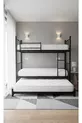 Lit superposé moderne avec étoiles, compatible avec lit, pour 3 personnes, lit superposé en métal noir