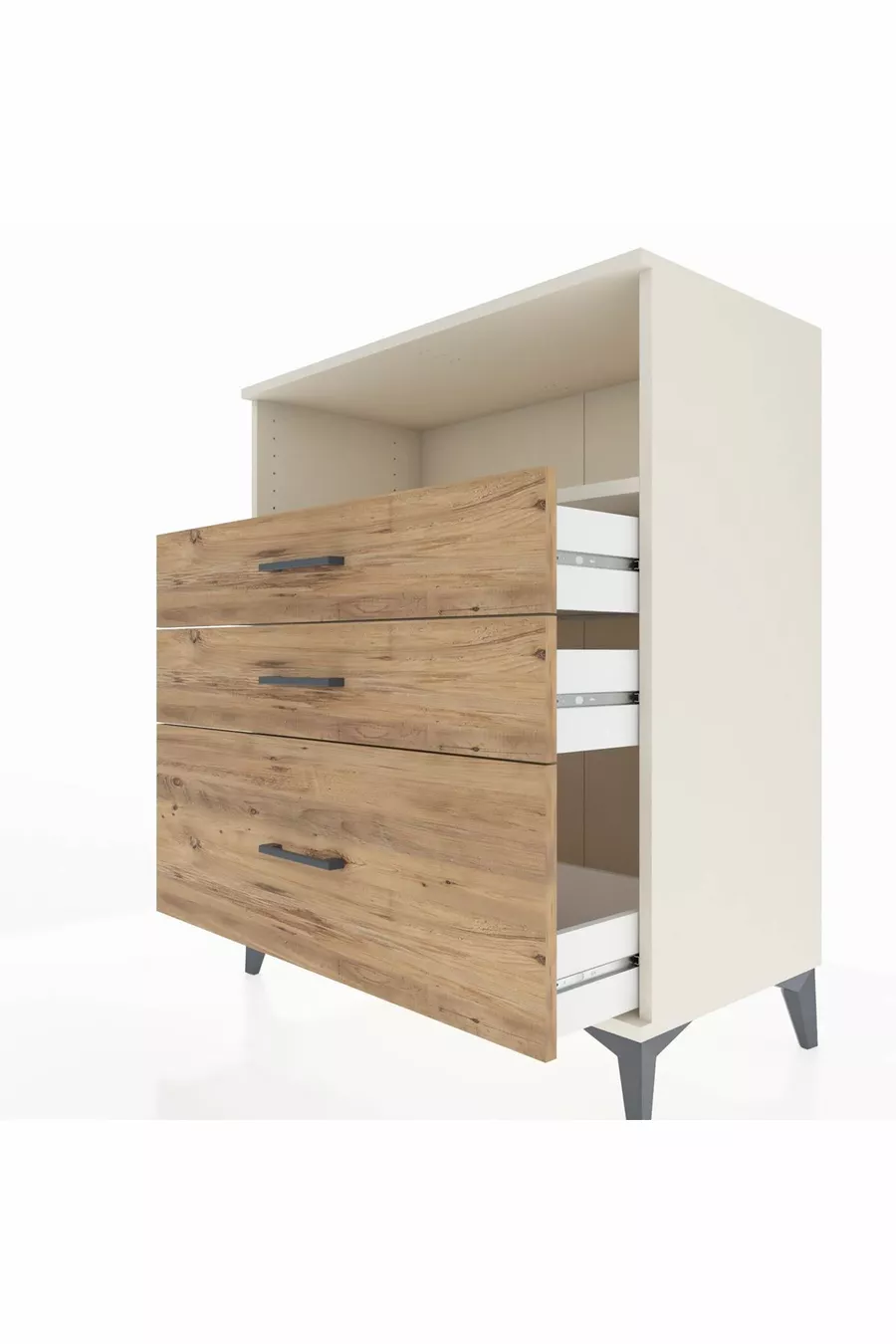 Commode Hyperion à une étagère et 3 tiroirs Pierre de lune-Pin