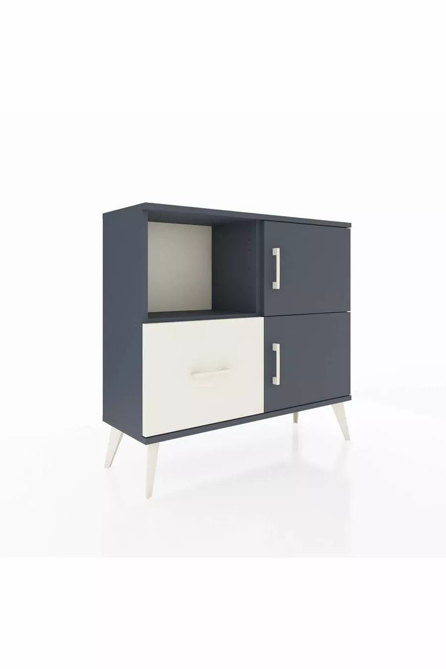 Commode Arges à 2 étagères, 1 tiroir, 2 portes, Anthracite-Anthracite/Gris pierre