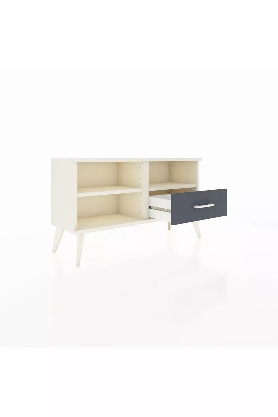 Commode Arges 2 étagères 1 tiroir Pierre de lune / Anthracite