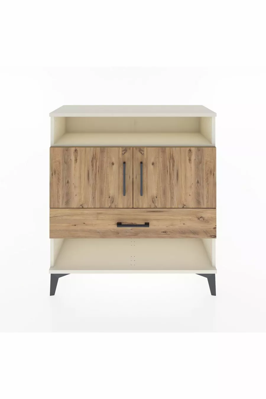 Commode Arges 3 étagères 1 tiroir 2 portes Pierre de lune-Épicéa