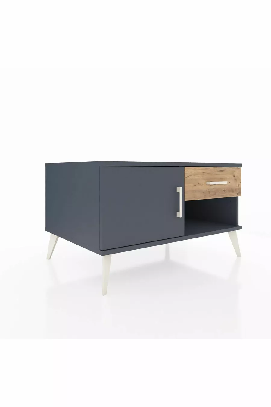 Commode Kronos avec une seule étagère, un tiroir et une porte, Anthracite-Anthracite/Pin