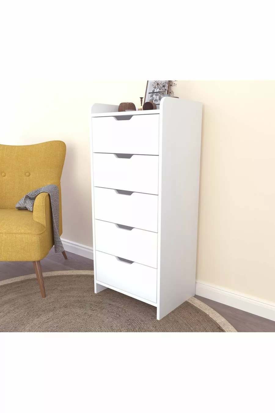 COMMODE BLANCHE LODOS À 5 TIROIRS