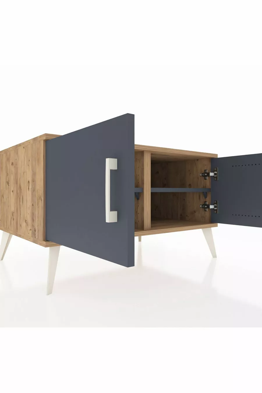 Commode Kronos 2 étagères 2 portes Pin-Anthracite