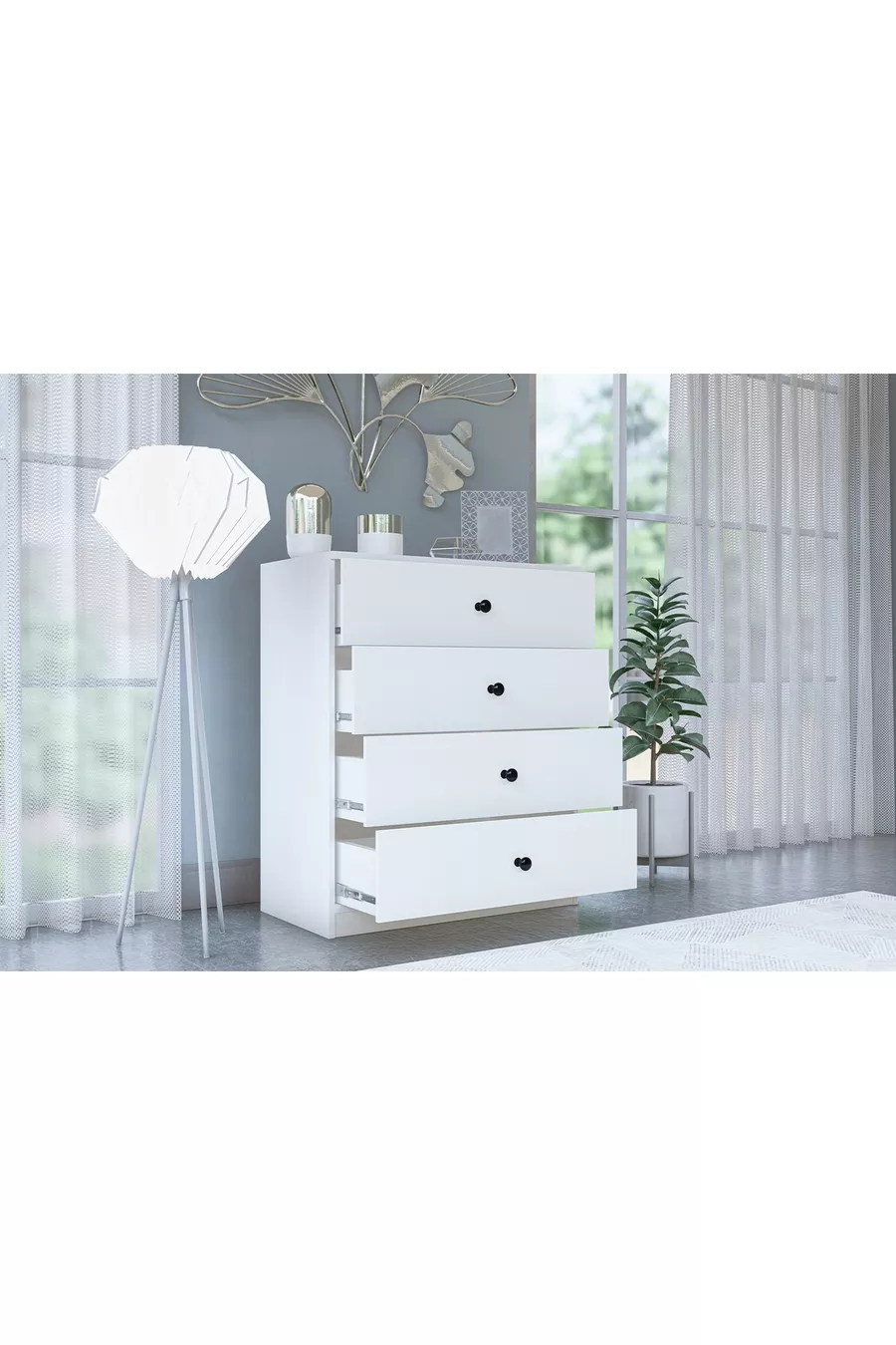 COMMODE ALMİNA, 4 TIROIRS, BLANCHE