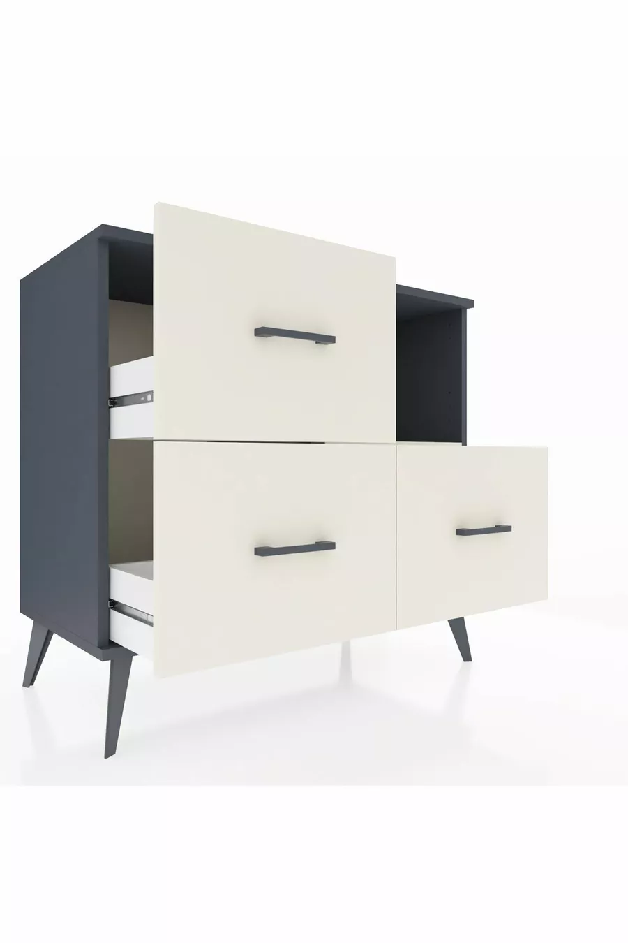 Commode Hyperion à une étagère et trois tiroirs Anthracite-Quartz