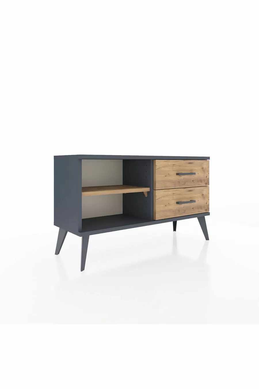 Commode Arges à une étagère et 2 tiroirs Anthracite-Pin