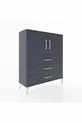 Commode Arges avec 2 étagères, 3 tiroirs et 2 portes, Anthracite-Anthracite