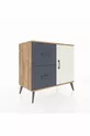 Commode Hyperion avec une seule étagère, 2 tiroirs et une porte, pin-gris/anthracite
