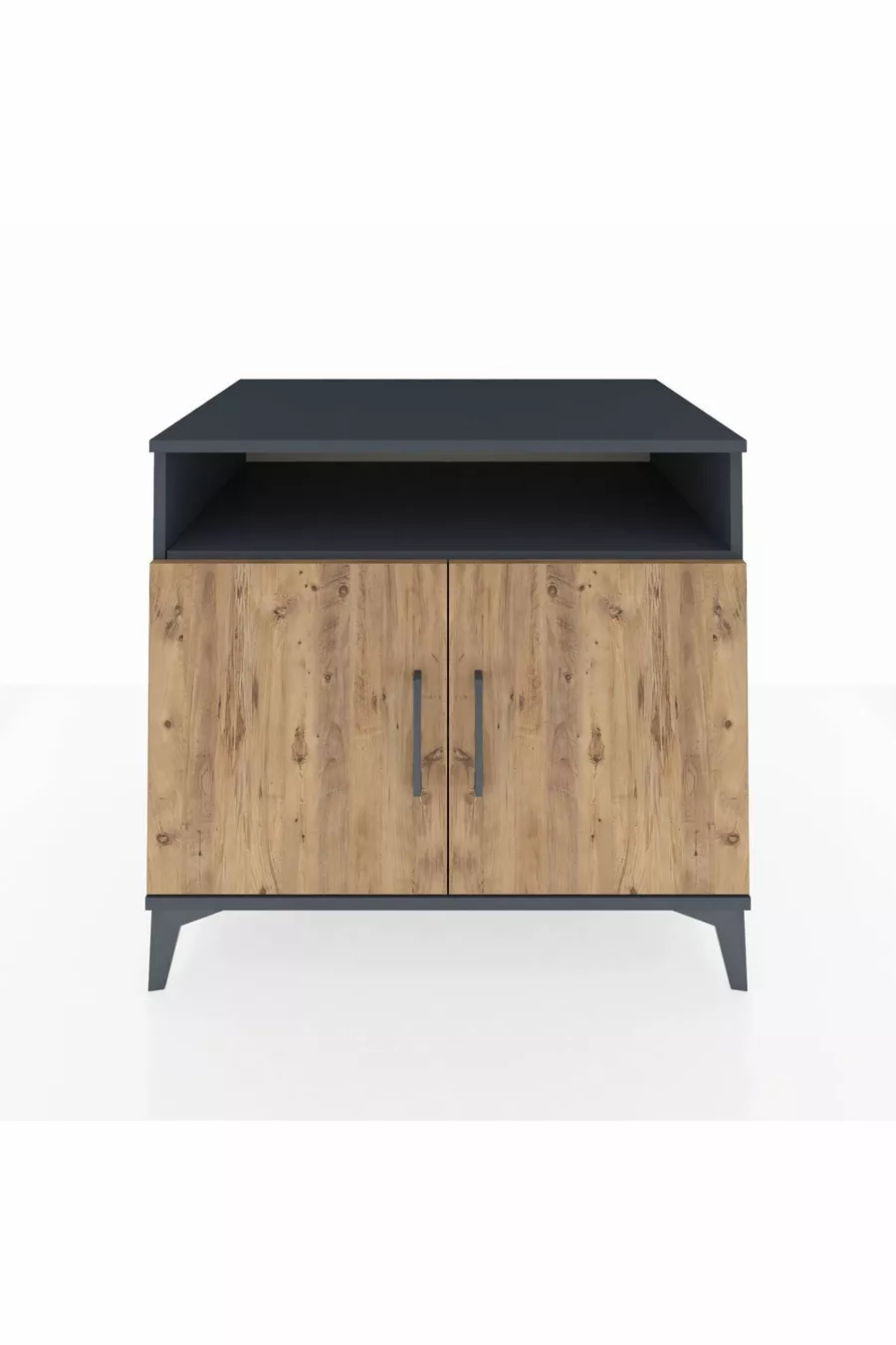 Commode Kronos 2 étagères 2 portes Anthracite-Sapin