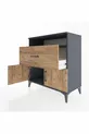 Commode Hyperion à une étagère, un tiroir et deux portes, Anthracite-Épicéa
