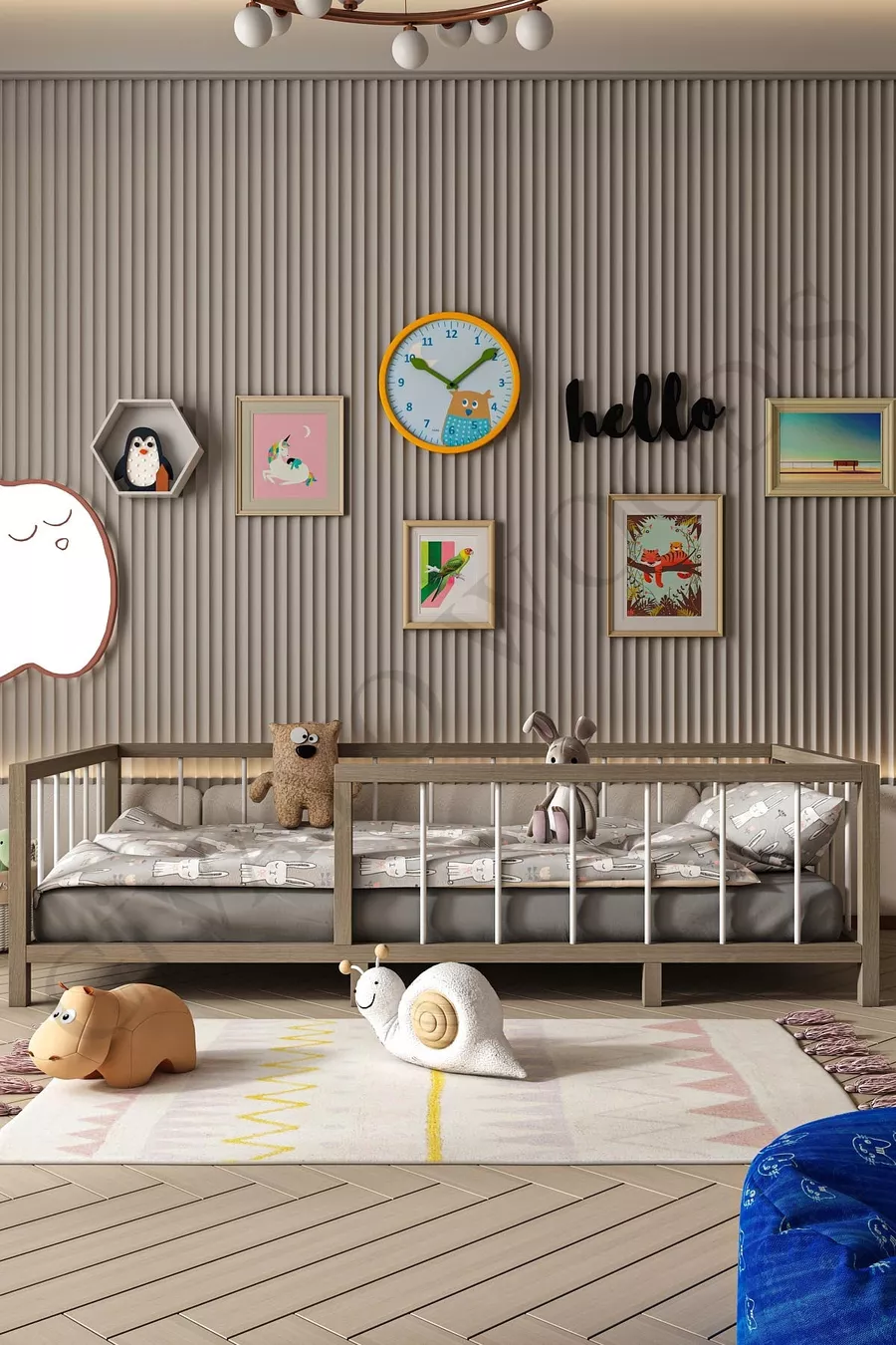 Lit en MDF aspect bois Montessori pour bébé et enfant Thorin