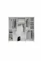 Ensemble de chambre à coucher complet en MDF avec 6 portes, blanc, avec sommier Paris