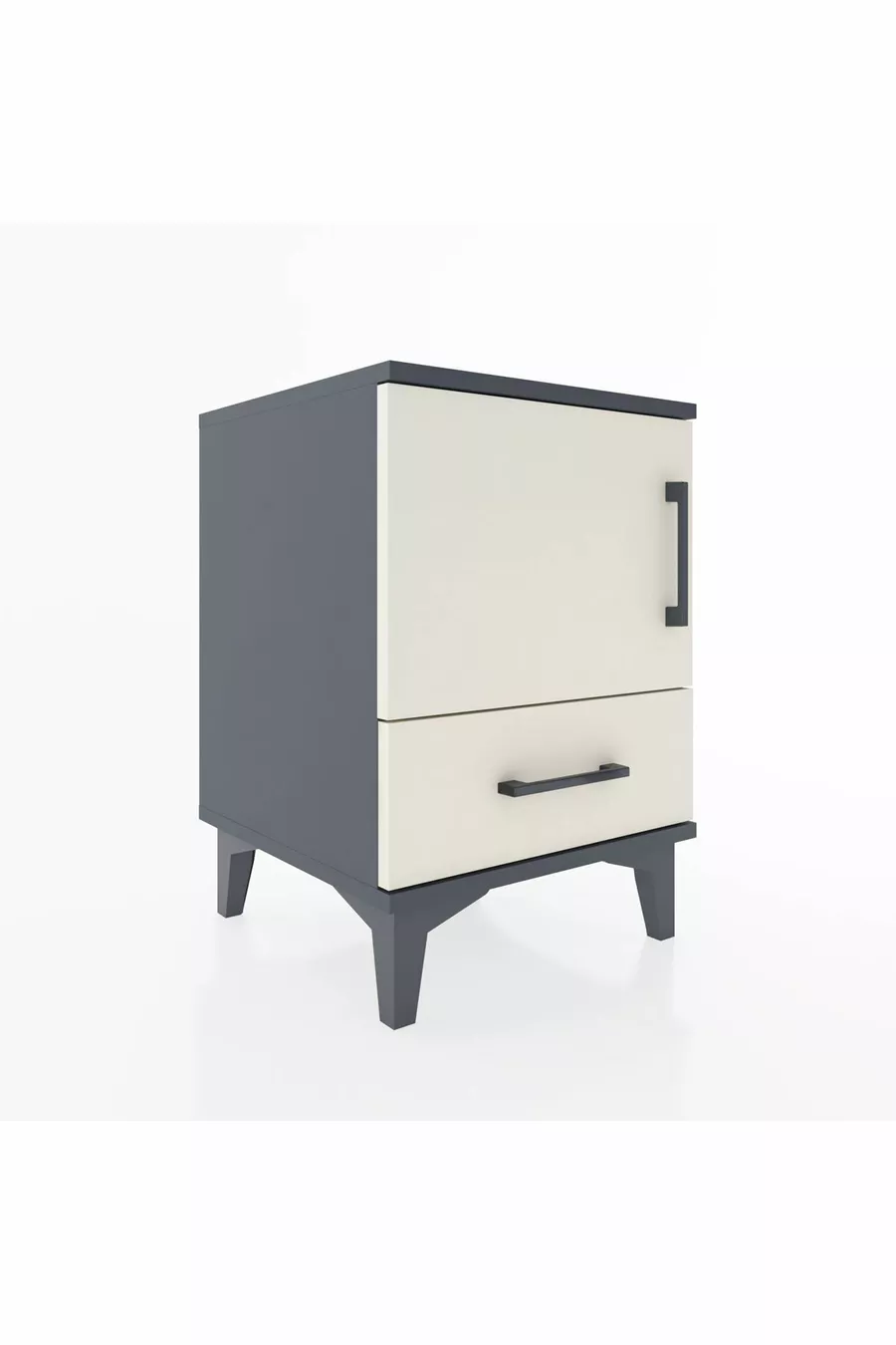 Commode Hyperion avec une étagère, un tiroir et une porte, Anthracite-Pierre de lune