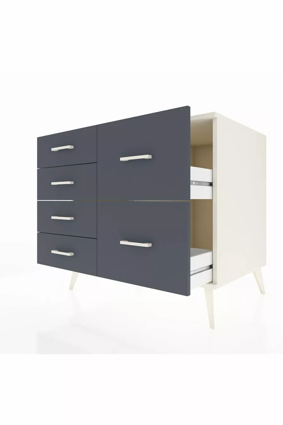 Commode Kronos 6 tiroirs Pierre de lune/Pierre de lune/Anthracite