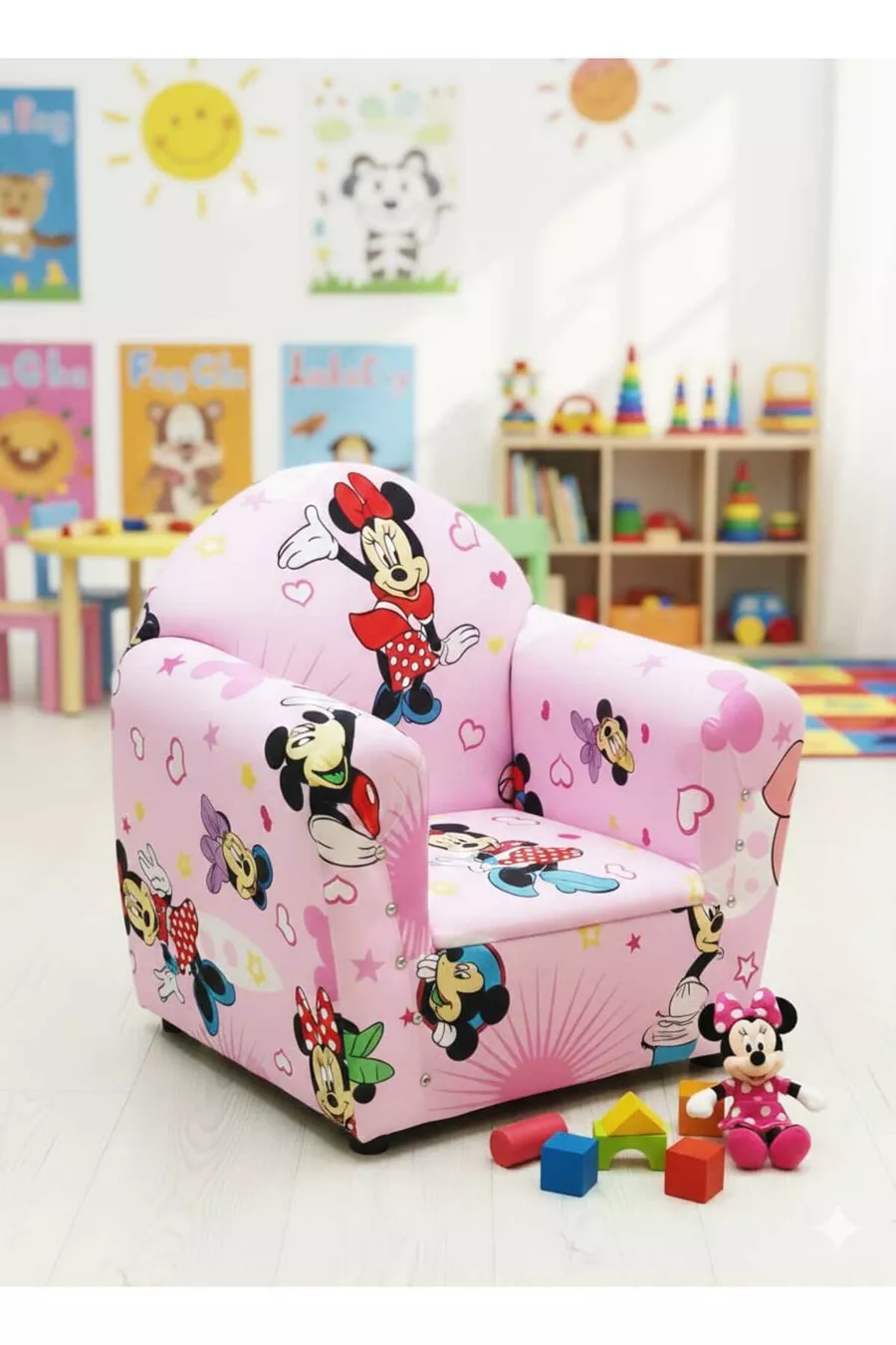 Chaise pour enfant rose à motif Mickey Mouse