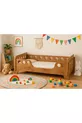 Lit Montessori en Noyer, MDF Noyer, Lit pour Enfant Sécurisé avec Détails en Bois