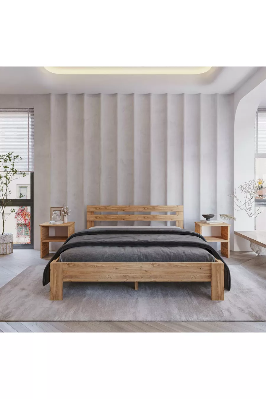 Lit Atlantik en MDF | Compatible avec lits simples et doubles, installation facile