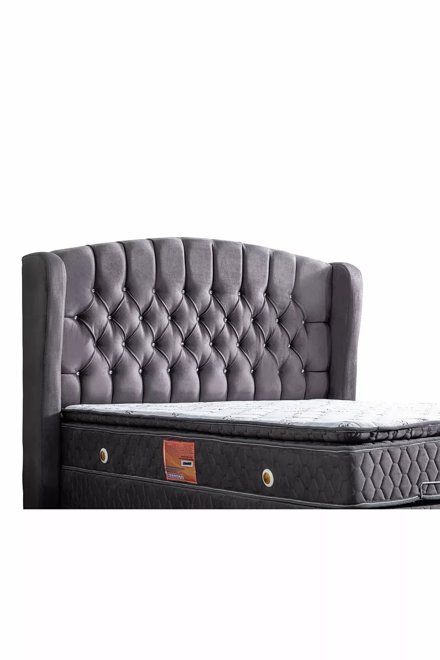 Ensemble tête de lit et sommier Nice, Gris anthracite