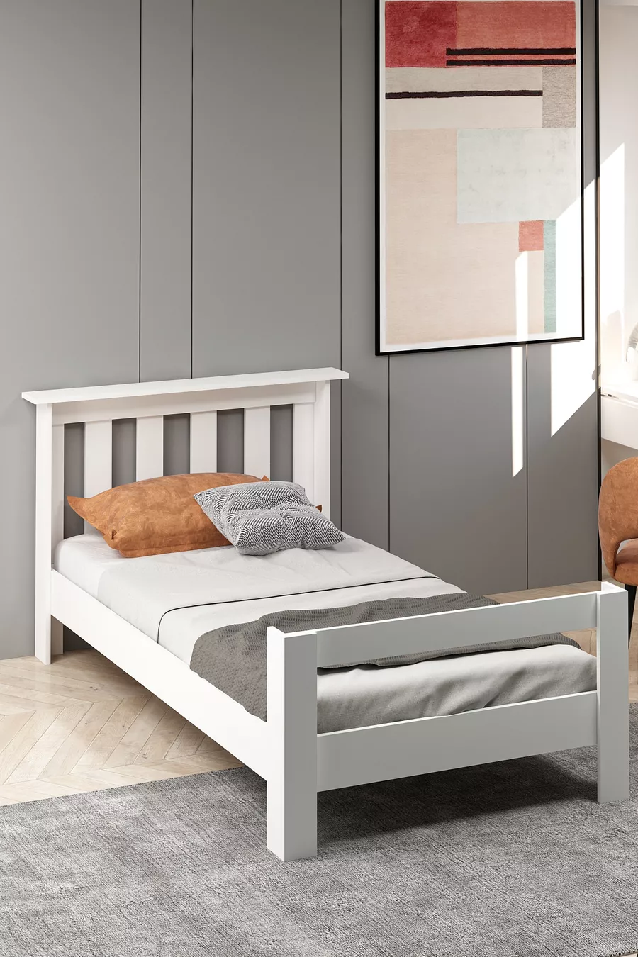 Lit simple Still en MDF blanc
