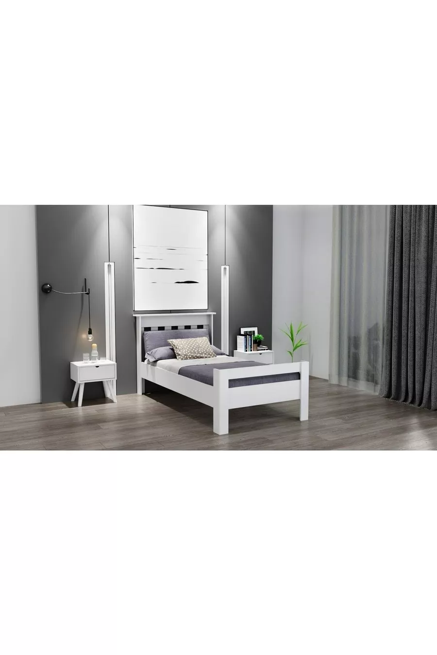 Lit Compatible, Style Simple, Simple, Blanc, Jeune, MDF, Lit Simple