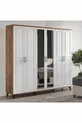 Ensemble de chambre à coucher complet en MDF Sport avec 6 portes, pin atlantic-blanc (avec sommier)