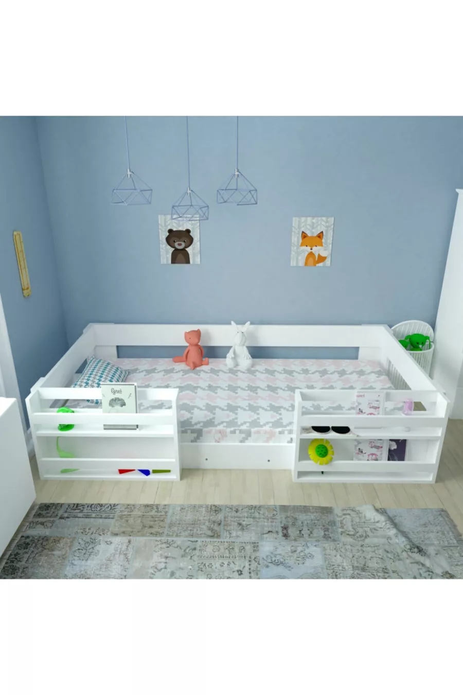 Lit avec bibliothèque en MDF Vega Montessori