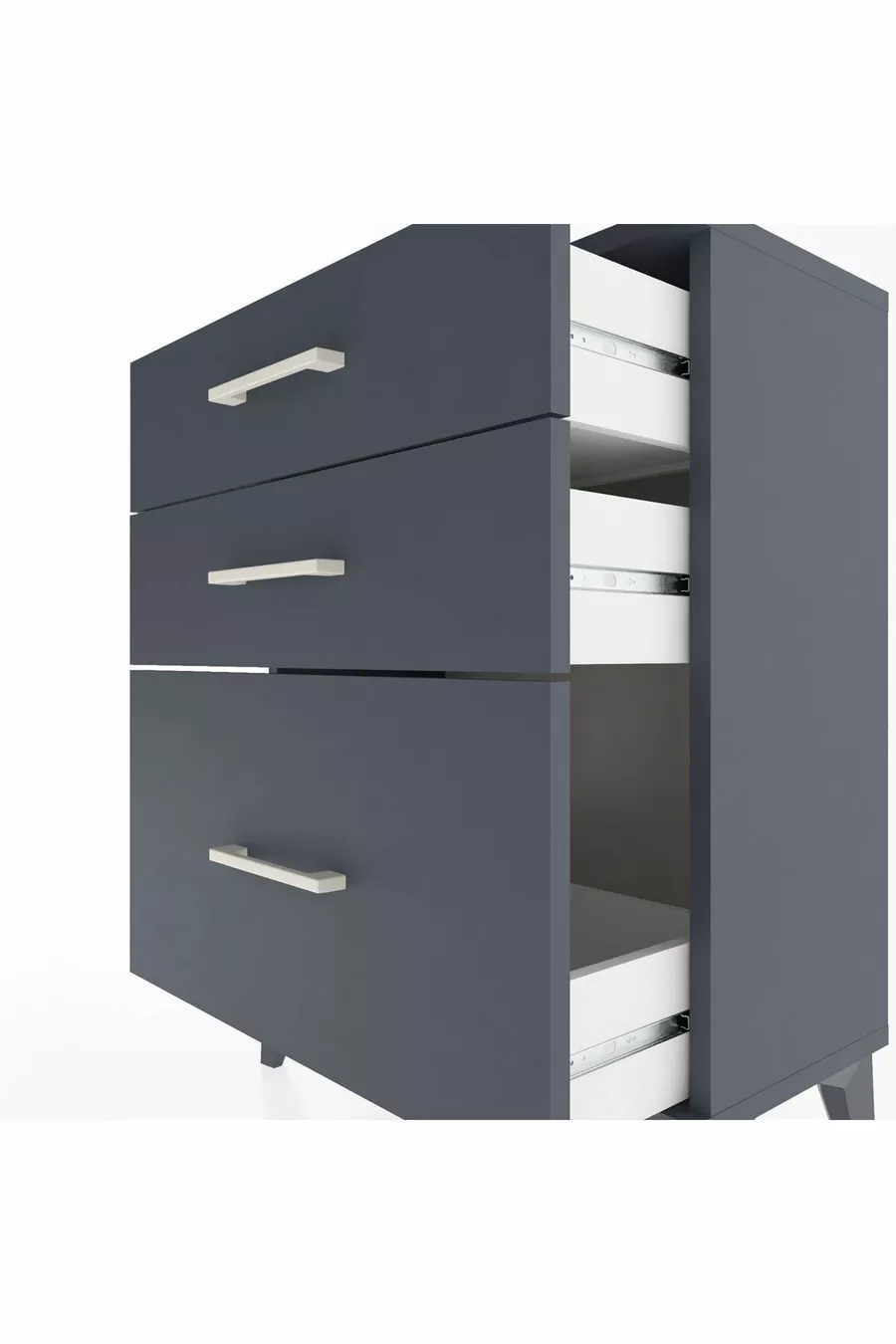 Chevet Arges 3 tiroirs Anthracite-Anthracite