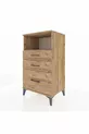 Table de chevet Hyperion avec une étagère et 3 tiroirs en pin-pin