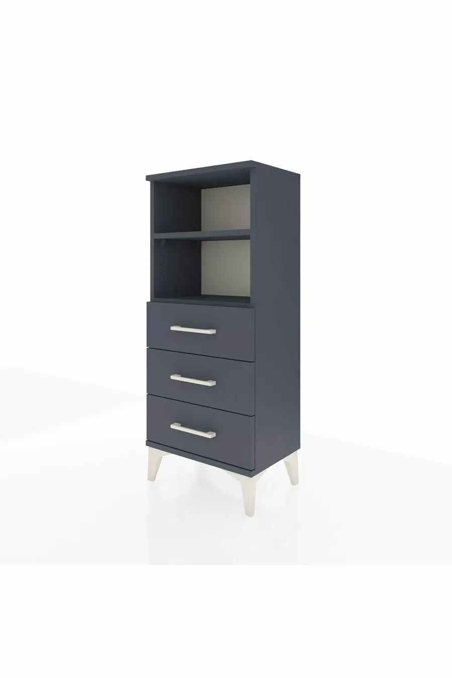 Chevet Arges avec 2 étagères et 3 tiroirs Anthracite-Anthracite