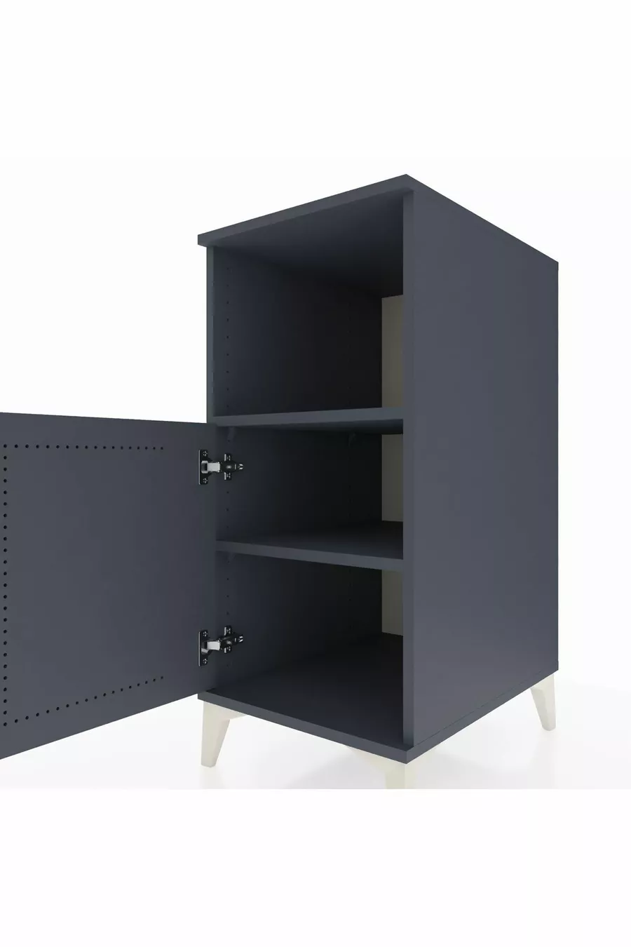 Table de chevet Kronos à 2 étagères avec 1 porte Anthracite-Anthracite