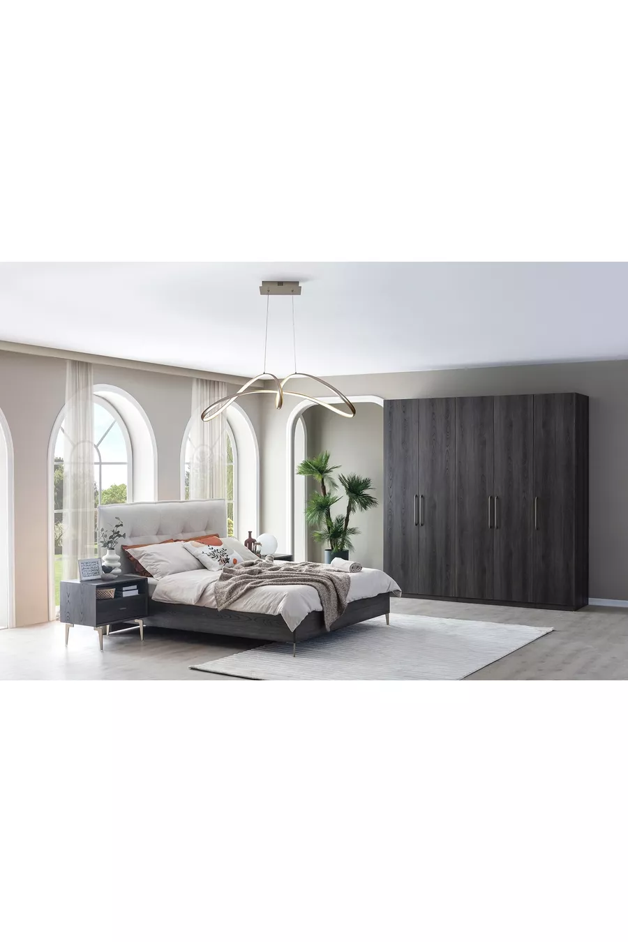 ENSEMBLE DE CHAMBRE PANDOR NOX, NOYER FONCÉ
