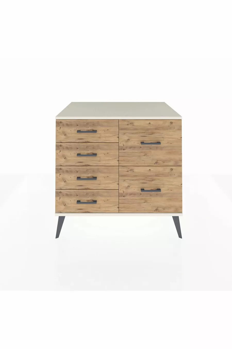 Commode Kronos 6 tiroirs Pin-Pierre d'ardoise/Pin