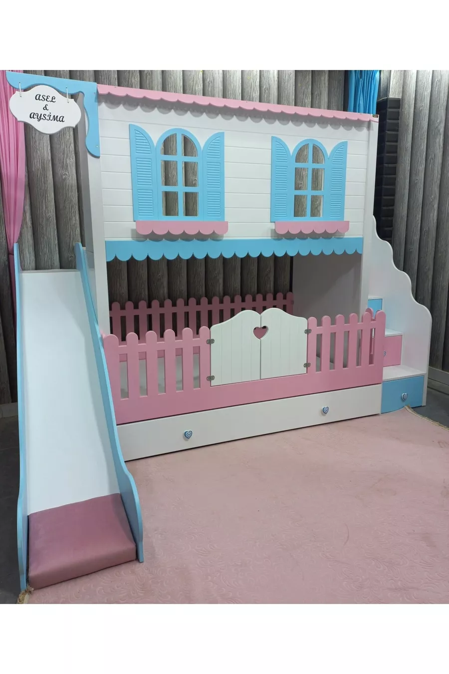 Lit superposé pour enfants avec toboggan Alaçatı