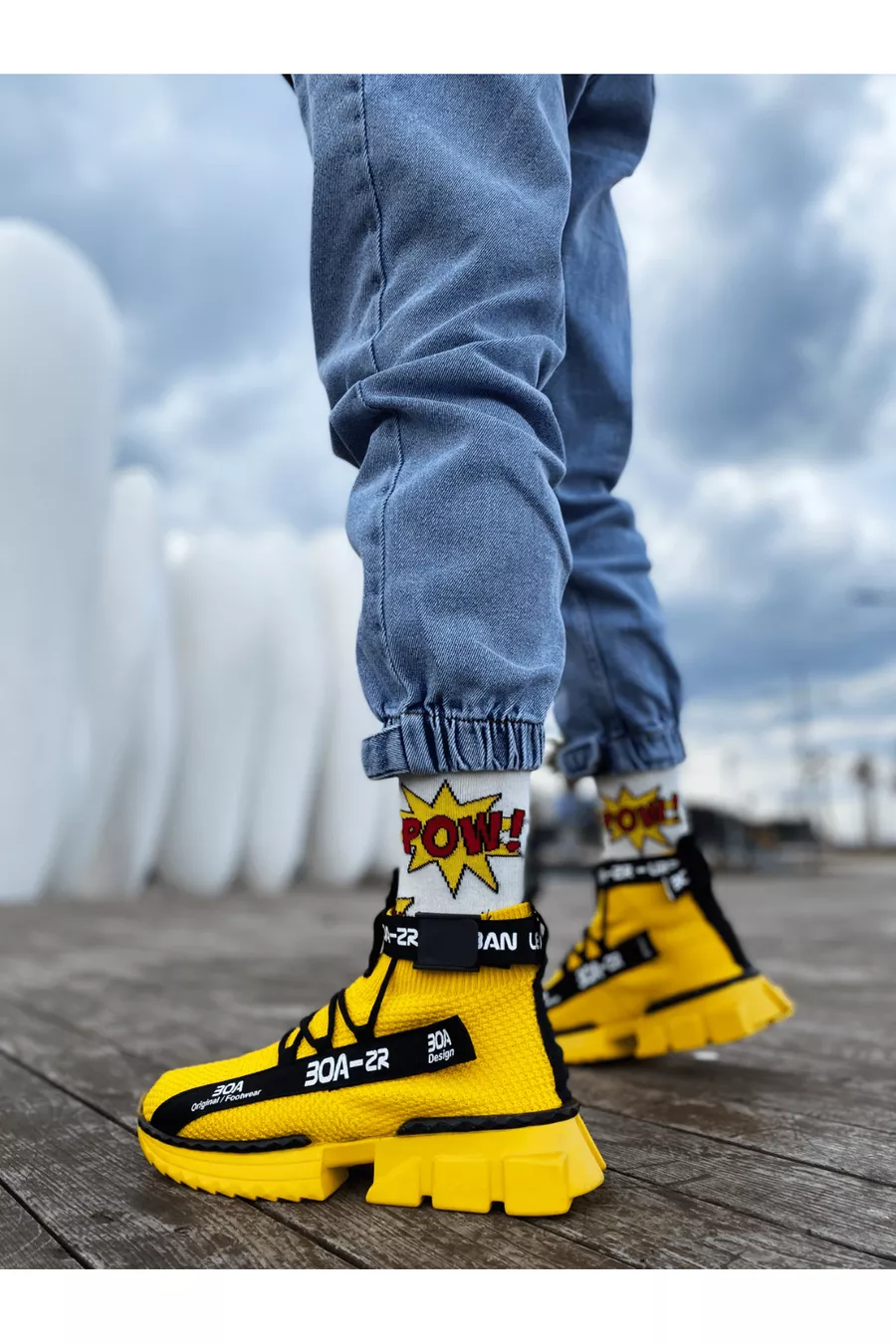 Botte de sport stylée JAUNE (SEMELLE JAUNE)