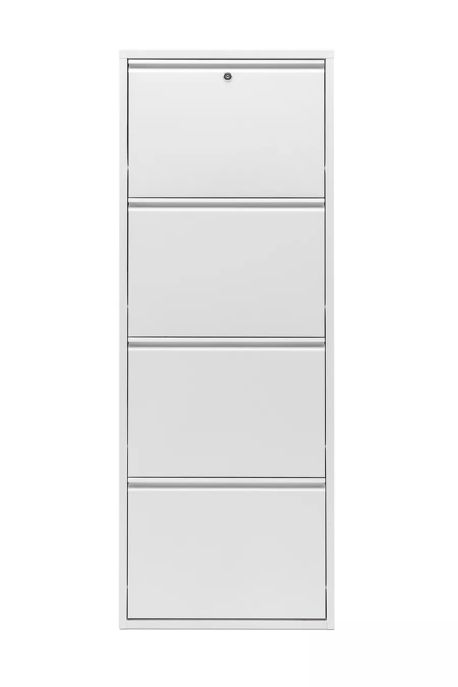 Meuble à chaussures en métal à 4 compartiments avec serrure - blanc -