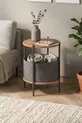 Table basse avec large sac, porte-revues, bibliothèque, porte-fleurs, pin