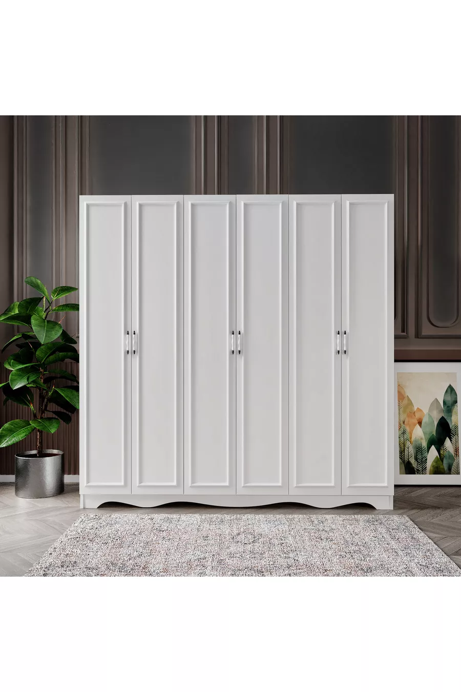 Armoire modulaire campagnarde gratuite à 6 portes et 2 tiroirs, garde-robe - MDF de première qualité