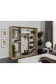 Armoire à vêtements avec miroir coulissant à 3 portes Samira - MDF chêne intégral