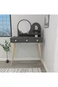 Coiffeuse en bois avec miroir et tiroirs Ruges sur pieds, anthracite - Ruges
