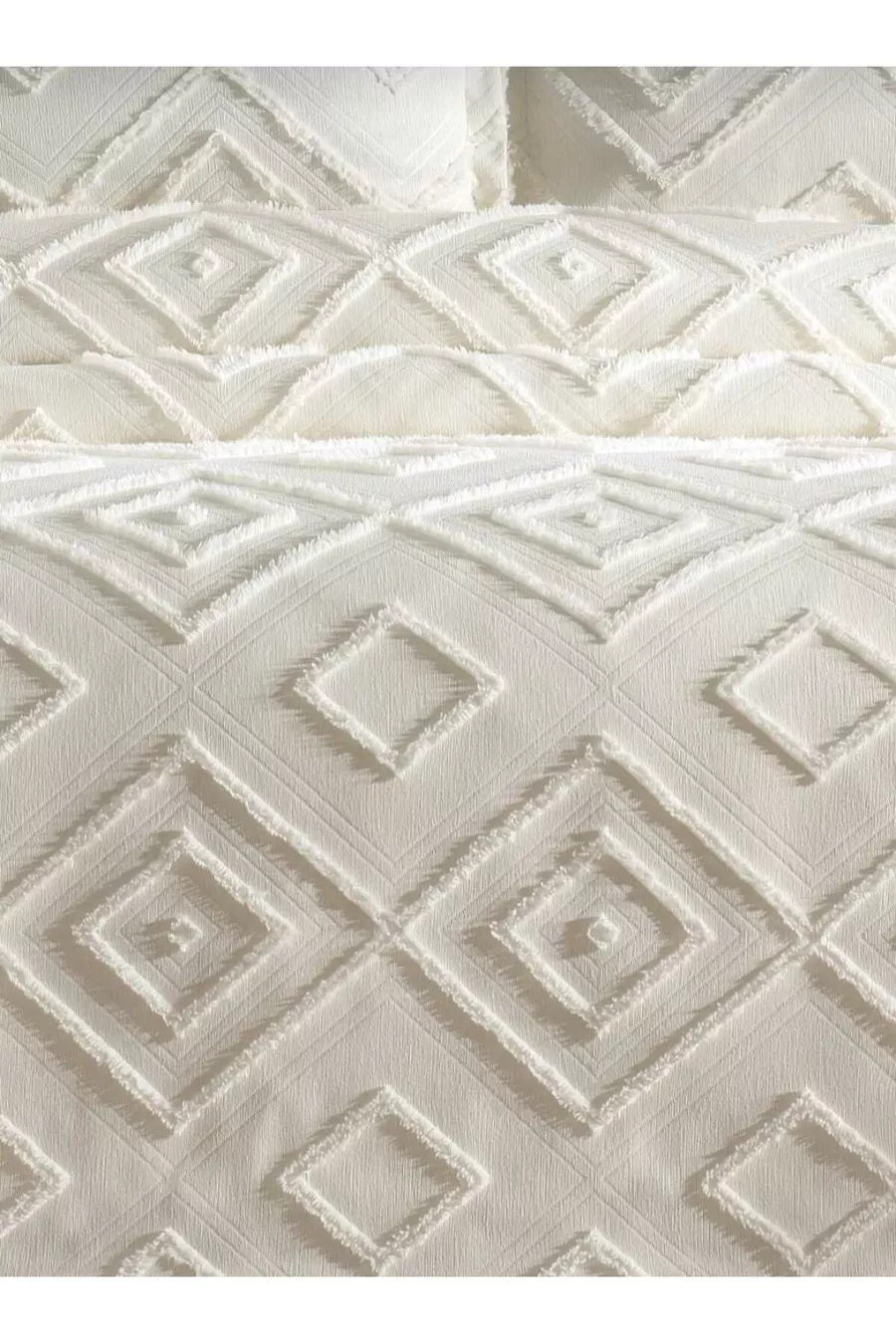Housse de lit scandinave Jasmin 3 pièces pour lit double crème