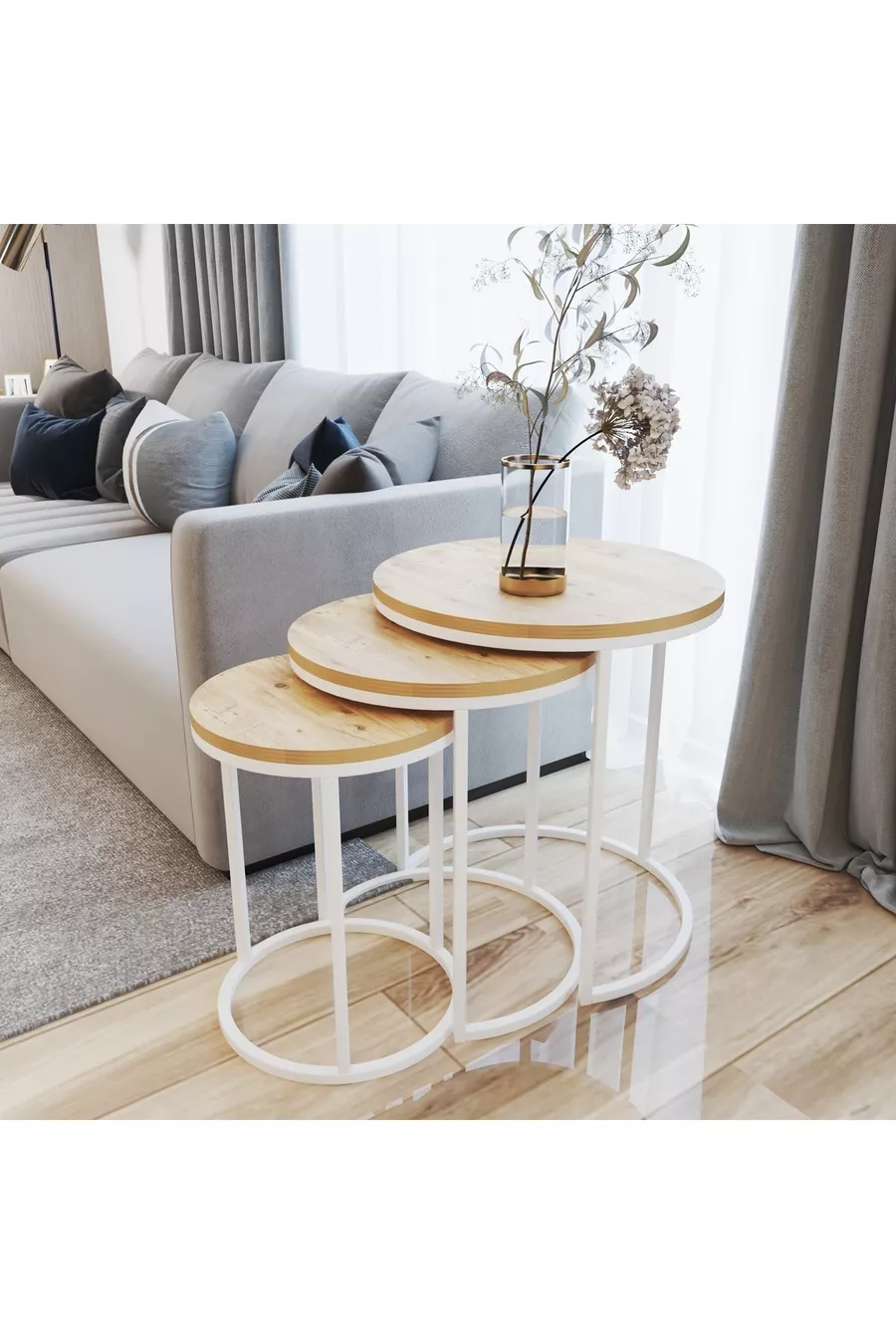 Table d'appoint Ecol 3 pièces de luxe C Zigon Blanche Rivoli