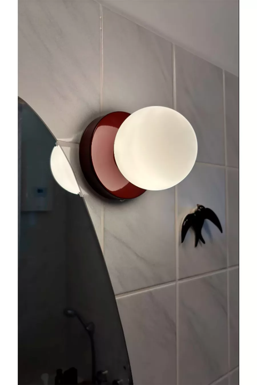 Plafonnier Glop en Opale Moderne avec Verre, Pastèque, Crème, Bordeaux et Applique