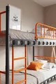 Lit superposé et lit simple en métal pour chambre d'enfant Metis 
