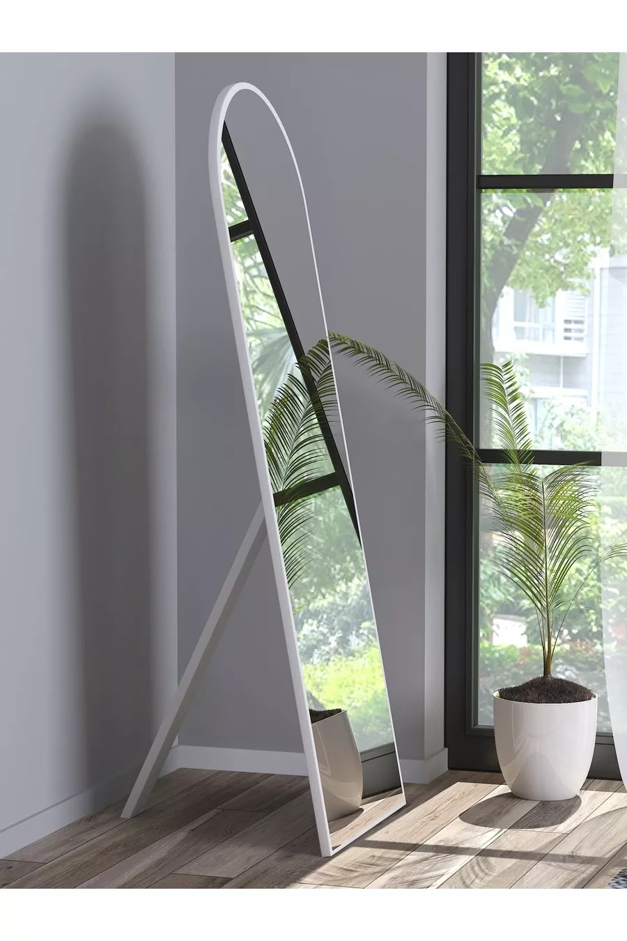 Miroir sur pied blanc élégant pour hall, couloir, salon, salle de bain, WC, bureau, chambre d'enfant  cm