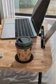 Table pliante portable pour ordinateur portable avec support pour tablette et téléphone, en pin