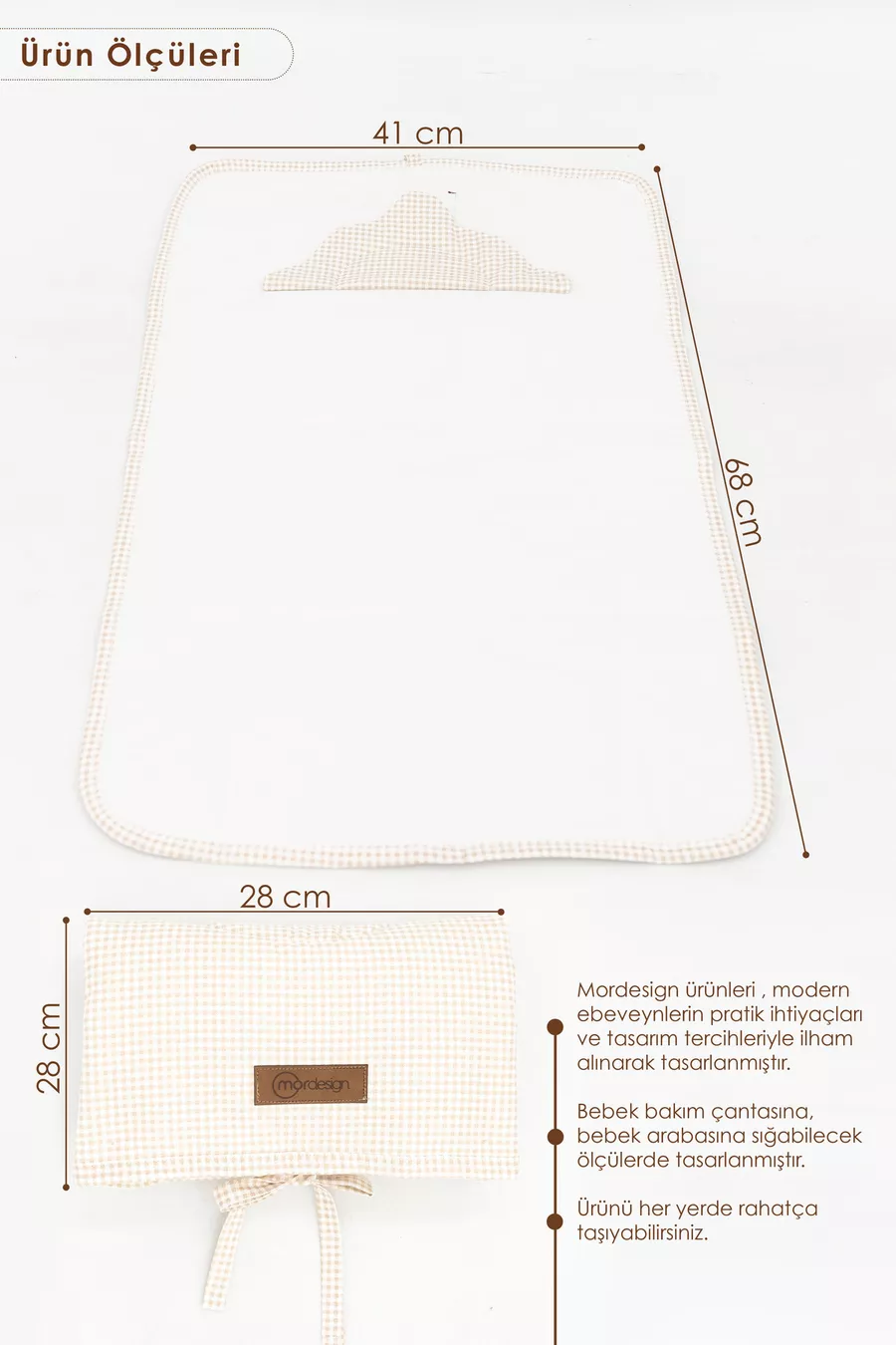 Set de soins pour bébé 3 pièces ; Organisateur maman-bébé en feutre, Tapis à langer imperméable, Sac à couches