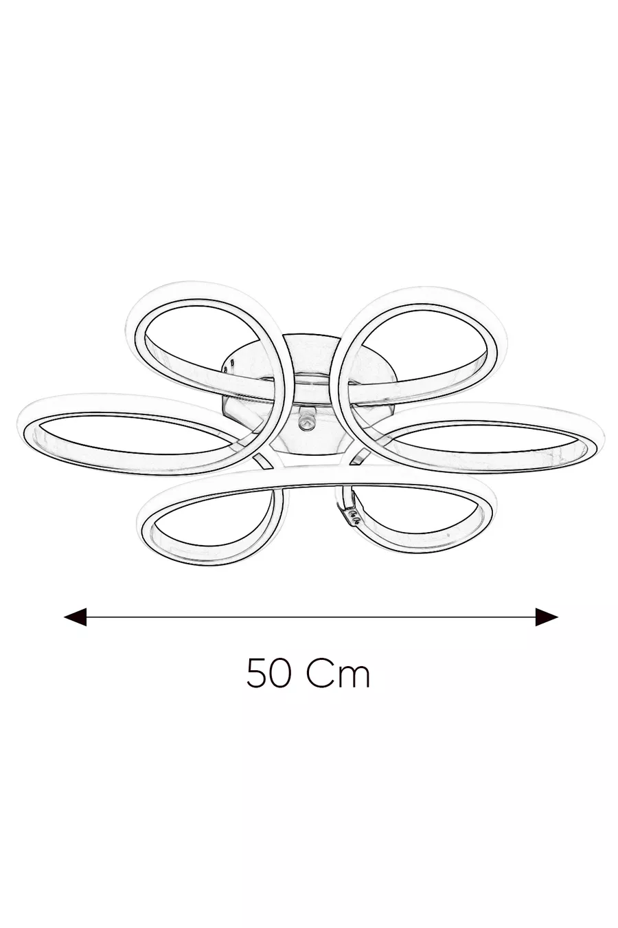 Plafonnier en chrome moderne Alis, lumière blanche pure au plafond, salon, cuisine, chambre à coucher, lustre LED