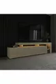 Meuble TV Beliz moderne à LED avec 3 portes et étagères –  cm - Motif travertin